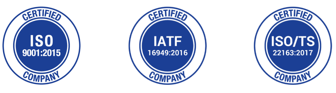 Logo of an ISO / IATF /ISO/TS certified company, symbolizing quality management and adherence to international standards.